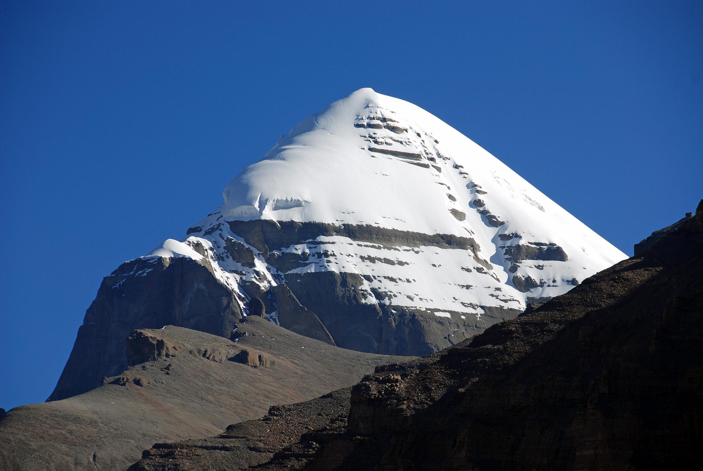 08 Mount Kailash Close Up from The Kangnyi Chorten Tarboche Area On Mount Kailash Outer Kora.jpg
